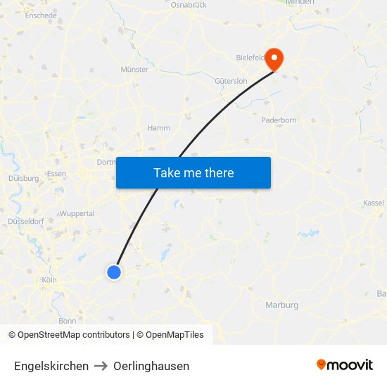 Engelskirchen to Oerlinghausen map