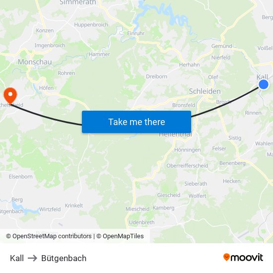 Kall to Bütgenbach map