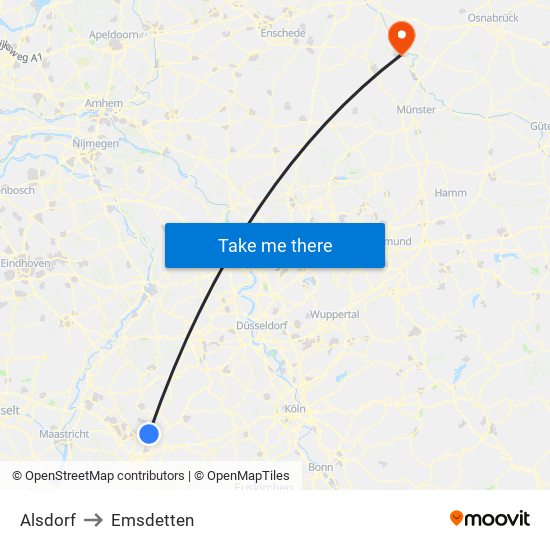 Alsdorf to Emsdetten map