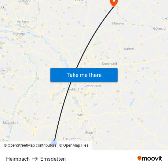 Heimbach to Emsdetten map