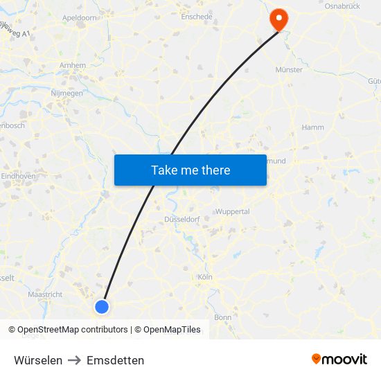 Würselen to Emsdetten map