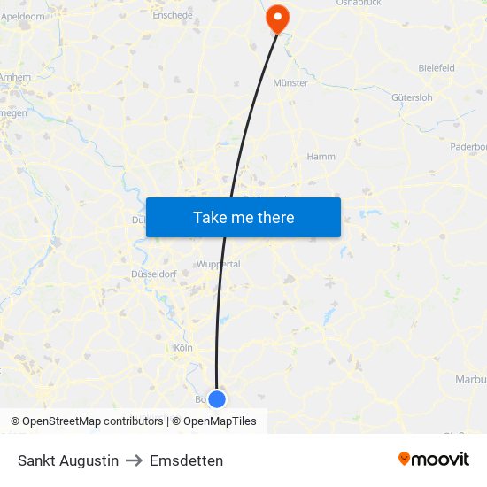 Sankt Augustin to Emsdetten map