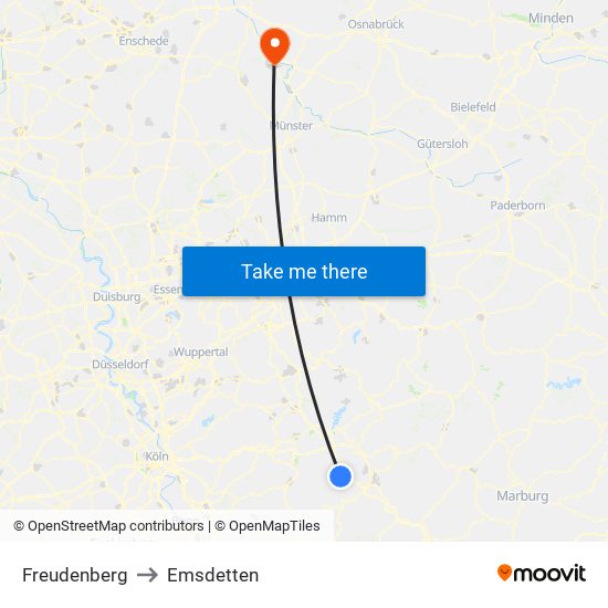 Freudenberg to Emsdetten map