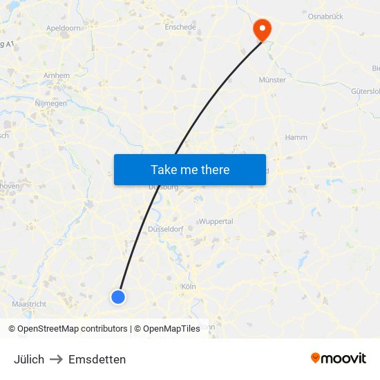 Jülich to Emsdetten map