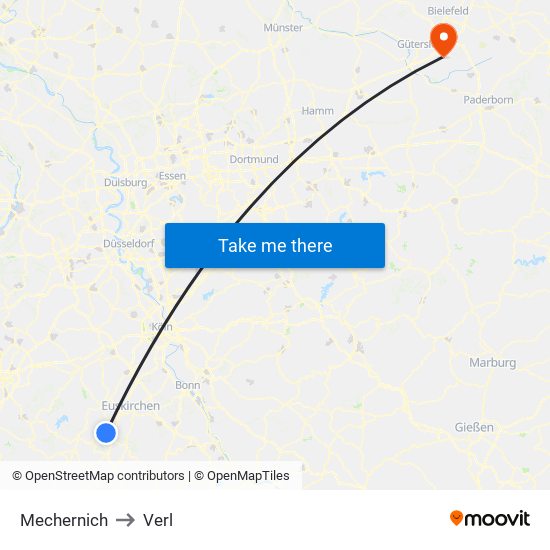 Mechernich to Verl map