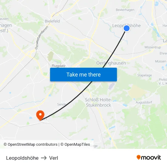 Leopoldshöhe to Verl map