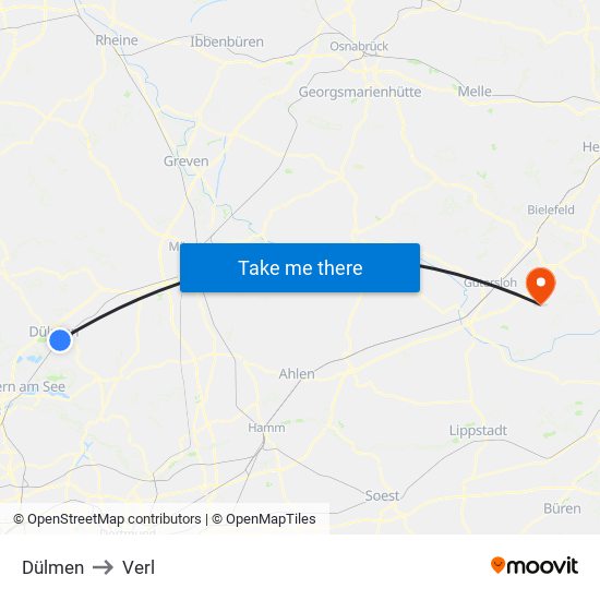 Dülmen to Verl map