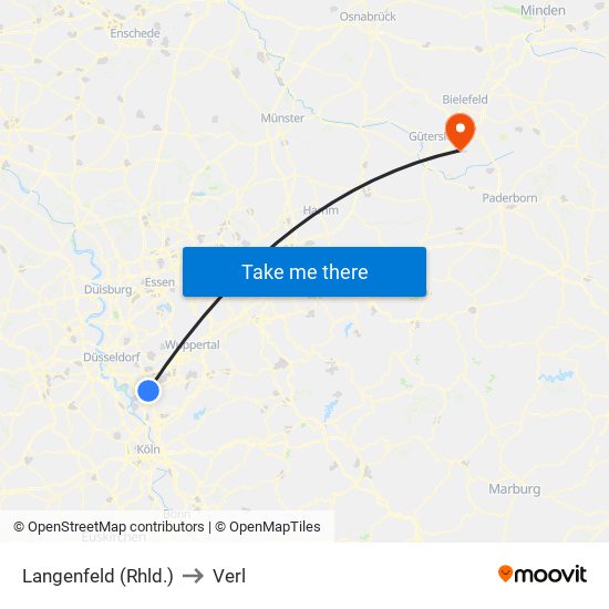 Langenfeld (Rhld.) to Verl map