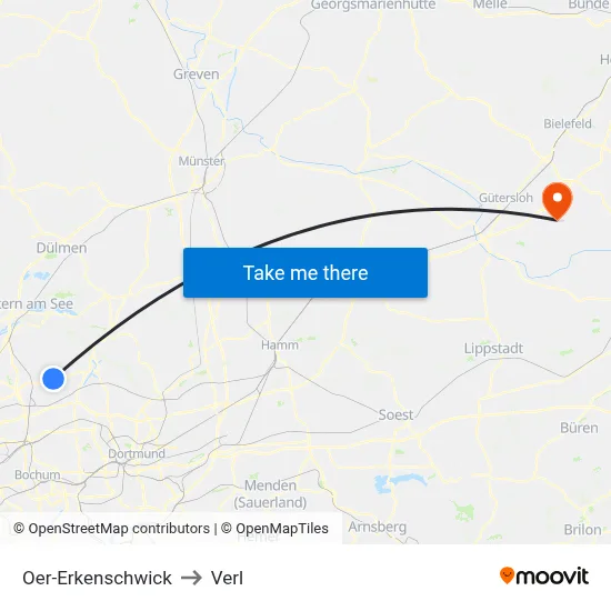 Oer-Erkenschwick to Verl map