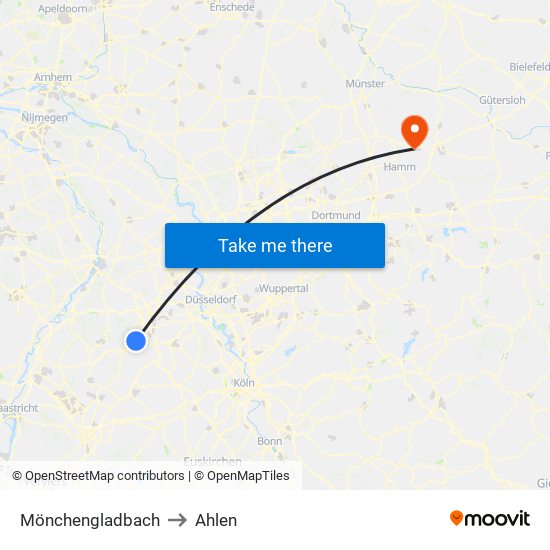 Mönchengladbach to Ahlen map