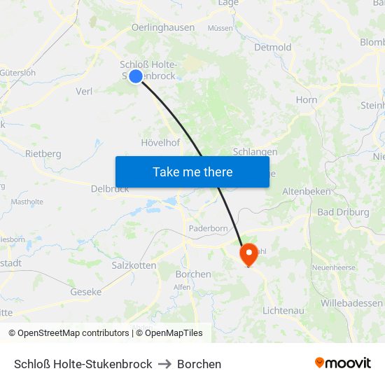 Schloß Holte-Stukenbrock to Borchen map