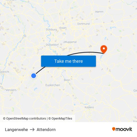 Langerwehe to Attendorn map