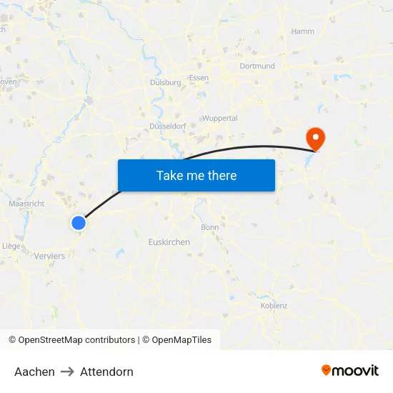 Aachen to Attendorn map