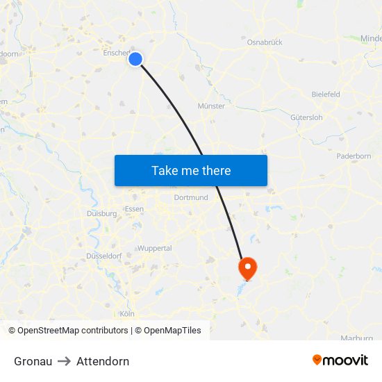 Gronau to Attendorn map