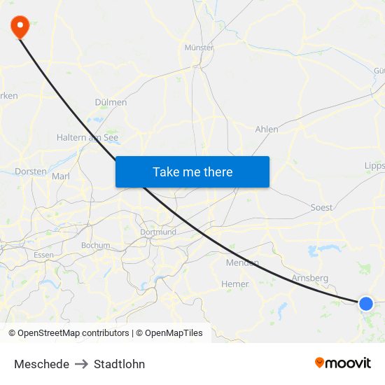 Meschede to Stadtlohn map