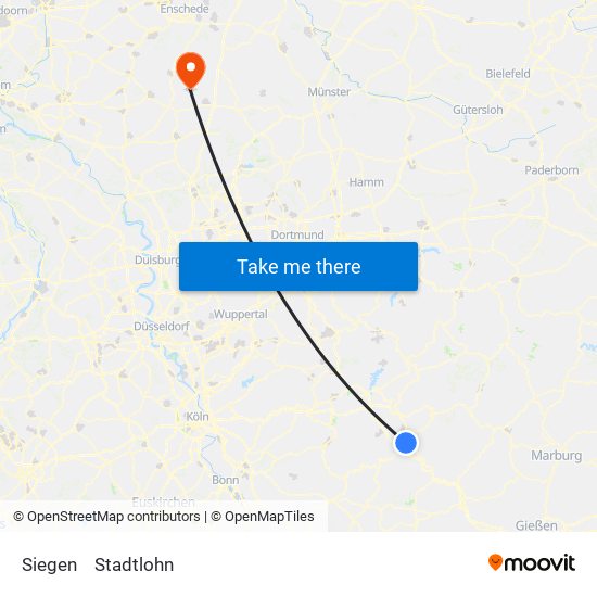 Siegen to Stadtlohn map