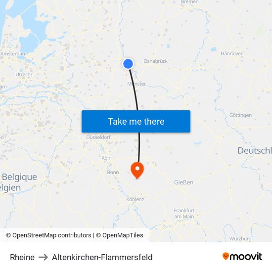 Rheine to Altenkirchen-Flammersfeld map