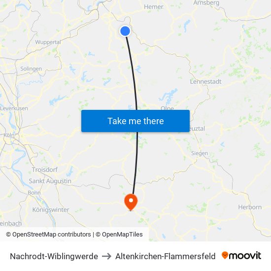 Nachrodt-Wiblingwerde to Altenkirchen-Flammersfeld map