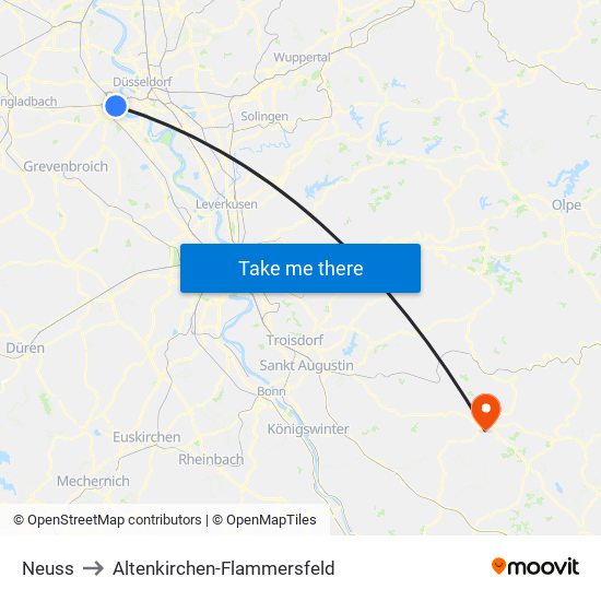 Neuss to Altenkirchen-Flammersfeld map