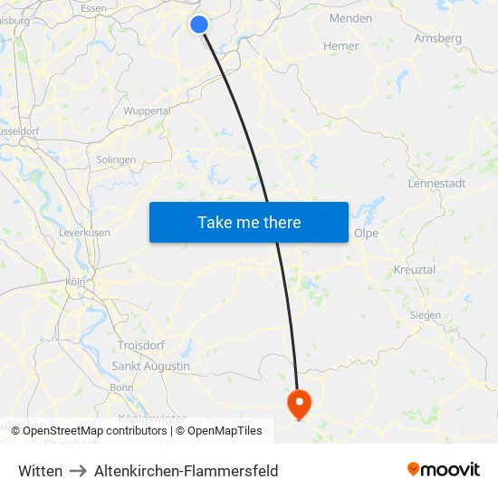 Witten to Altenkirchen-Flammersfeld map