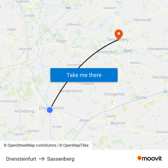 Drensteinfurt to Sassenberg map