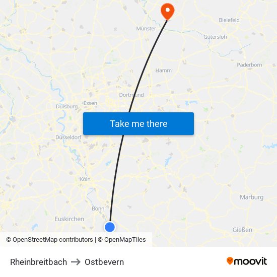 Rheinbreitbach to Ostbevern map