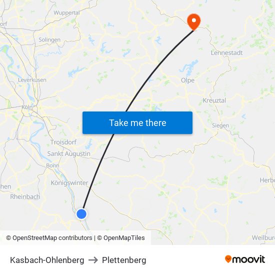 Kasbach-Ohlenberg to Plettenberg map