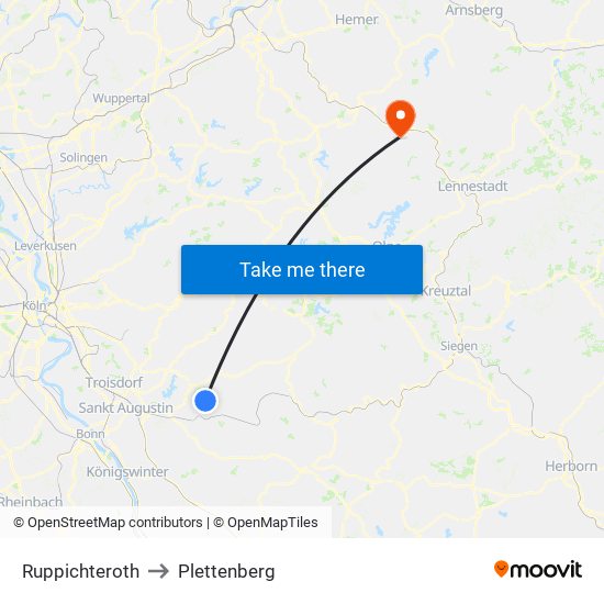 Ruppichteroth to Plettenberg map