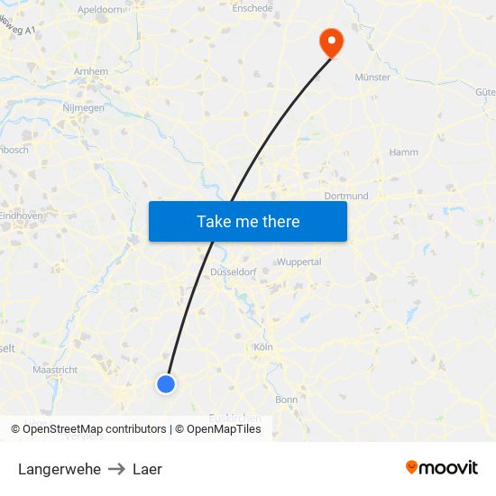 Langerwehe to Laer map