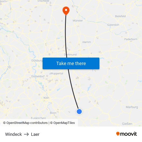 Windeck to Laer map
