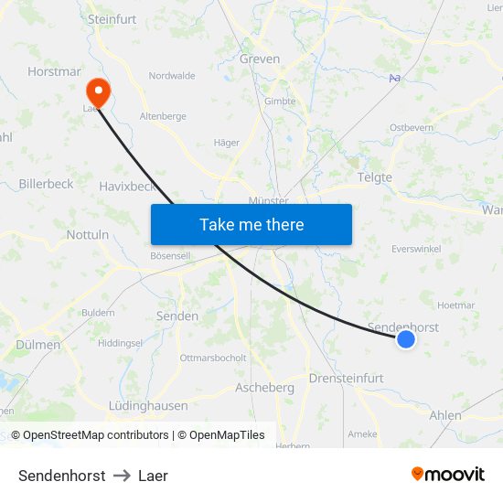 Sendenhorst to Laer map