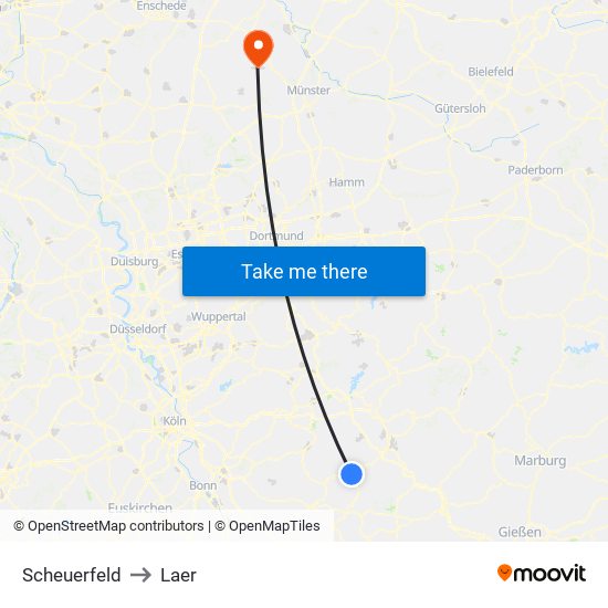 Scheuerfeld to Laer map