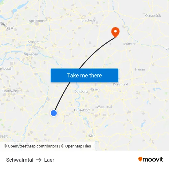 Schwalmtal to Laer map