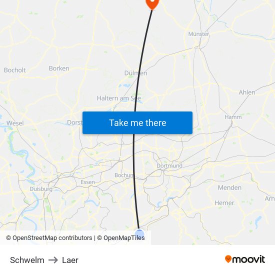 Schwelm to Laer map