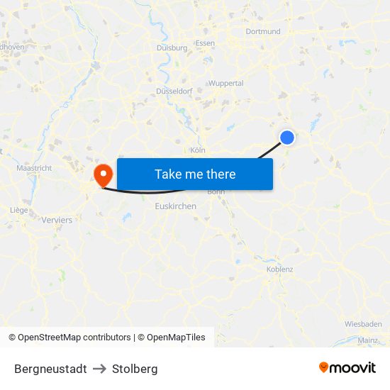 Bergneustadt to Stolberg map