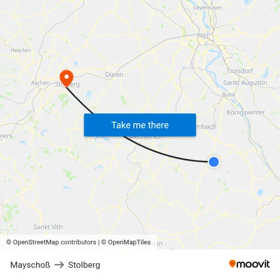 Mayschoß to Stolberg map