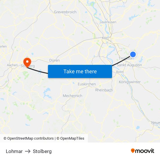 Lohmar to Stolberg map