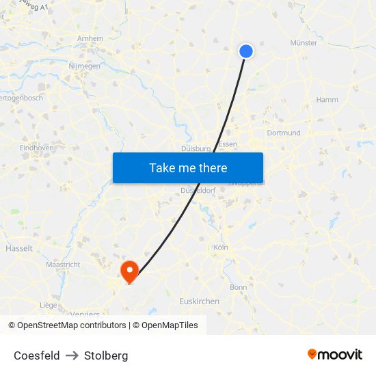 Coesfeld to Stolberg map