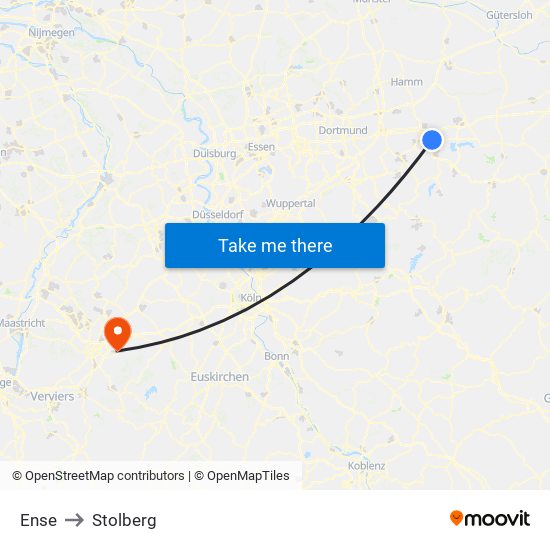 Ense to Stolberg map