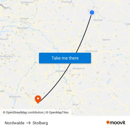 Nordwalde to Stolberg map