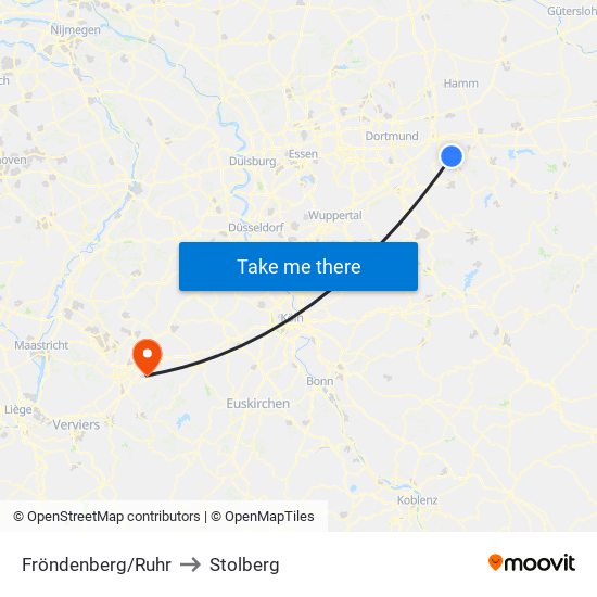 Fröndenberg/Ruhr to Stolberg map
