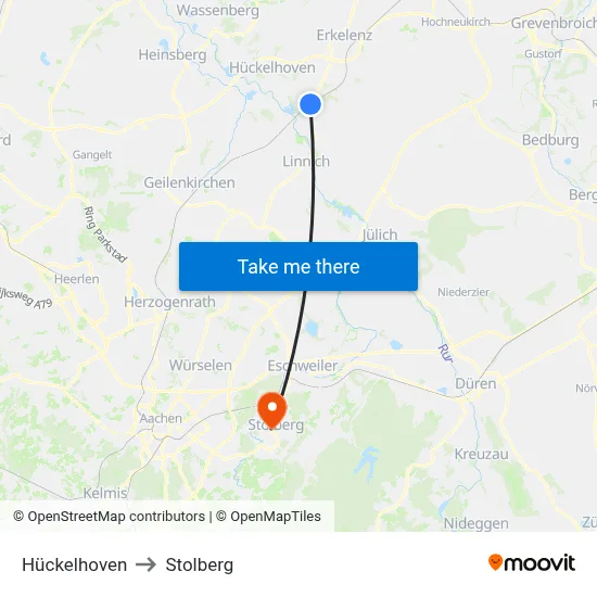 Hückelhoven to Stolberg map