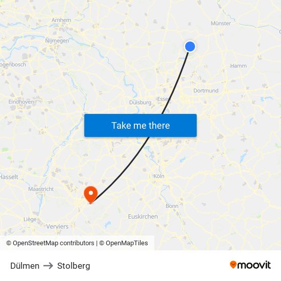 Dülmen to Stolberg map