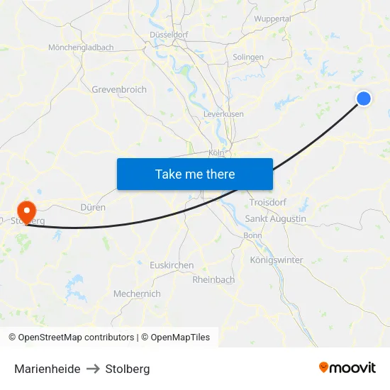 Marienheide to Stolberg map
