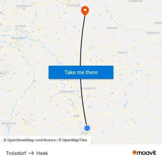 Troisdorf to Heek map