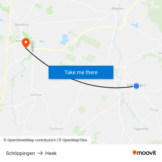 Schöppingen to Heek map
