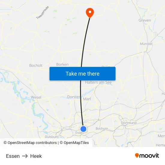 Essen to Heek map