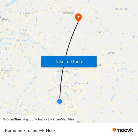 Rommerskirchen to Heek map