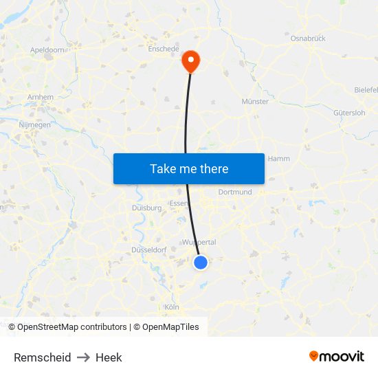 Remscheid to Heek map