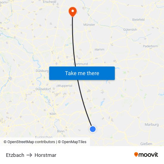 Etzbach to Horstmar map